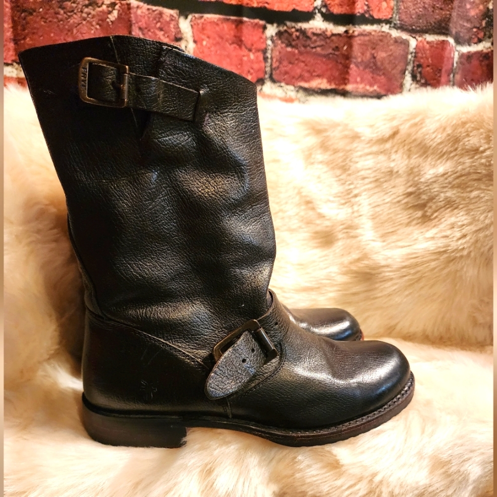 Frye Black Leather Ankle Boots